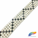 SALE! 1" 5-Row Crystal/Silver Rhinestone Trim with Black Zigzag Rhinestones, QL-144