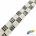 SALE! 1 1/4" 6-Row Crystal/Black Checkerboard Rhinestone Trim, QL-145