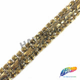 SALE! 5/8" 3-row Colored Rhinestone Trim with Rectangle Stones, QL-147