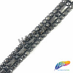 SALE! 5/8" 3-row Colored Rhinestone Trim with Rectangle Stones, QL-147