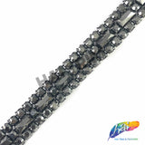 SALE! 5/8" 3-row Colored Rhinestone Trim with Rectangle Stones, QL-147