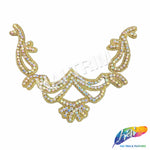 V-Shape Beaded Rhinestone Motif Applique, RA-001