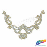 V-Shape Beaded Rhinestone Motif Applique, RA-001