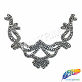 V-Shape Beaded Rhinestone Motif Applique, RA-001