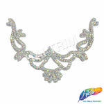 V-Shape Beaded Rhinestone Motif Applique, RA-001