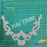 V-Shape Beaded Rhinestone Motif Applique, RA-001