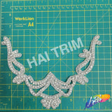 V-Shape Beaded Rhinestone Motif Applique, RA-001