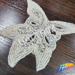 Silver Crystal Beaded Rhinestone Motif Applique, RA-005
