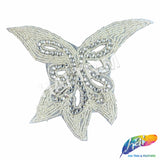 Silver Crystal Beaded Rhinestone Motif Applique, RA-005