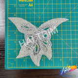 Silver Crystal Beaded Rhinestone Motif Applique, RA-005