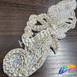 Silver Crystal Beaded Rhinestone Motif Applique, RA-017