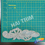 Silver Crystal Beaded Rhinestone Motif Applique, RA-017
