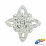 Silver Crystal Diamond Beaded Rhinestone Motif Applique, RA-018