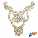 V-Shape Beaded Rhinestone Motif Applique, RA-021