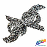Ribbon Bow Beaded Rhinestone Applique, RA-033