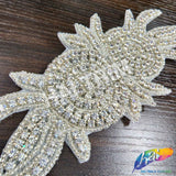 Silver Crystal Beaded Rhinestone Motif Applique, RA-036