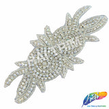 Silver Crystal Beaded Rhinestone Motif Applique, RA-036