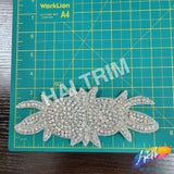 Silver Crystal Beaded Rhinestone Motif Applique, RA-036