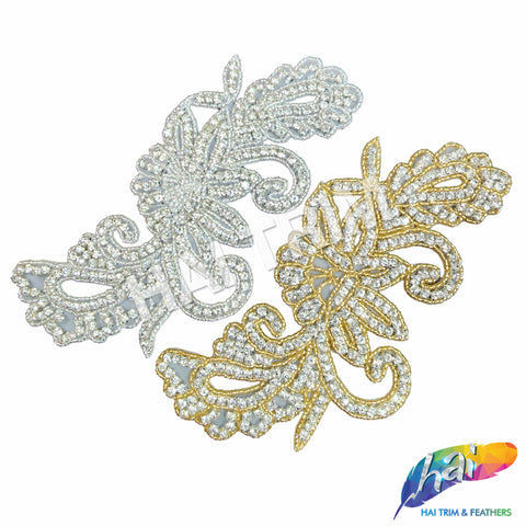 Beaded Rhinestone Motif Applique RA-038