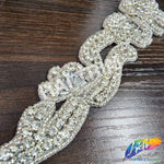 Silver Crystal Beaded Rhinestone Motif Applique, RA-042