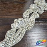 Silver Crystal Beaded Rhinestone Motif Applique, RA-042