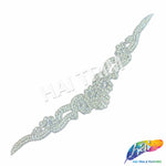 Silver Crystal Beaded Rhinestone Motif Applique, RA-042
