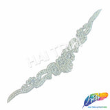 Silver Crystal Beaded Rhinestone Motif Applique, RA-042