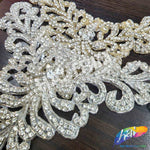 V-Shape Beaded Rhinestone Motif Applique, RA-063