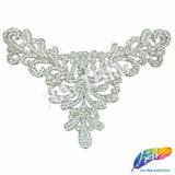 V-Shape Beaded Rhinestone Motif Applique, RA-063