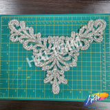 V-Shape Beaded Rhinestone Motif Applique, RA-063