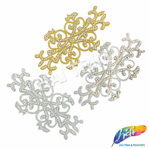 Beaded Rhinestone Motif Applique, RA-067