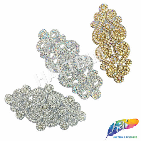 Beaded Rhinestone Motif Applique, RA-068