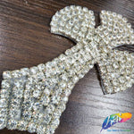 Silver Crystal Cross Rhinestone Applique, RA-070