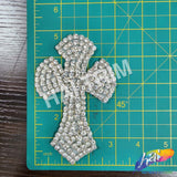 Silver Crystal Cross Rhinestone Applique, RA-070