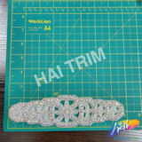 Geometric Beaded Rhinestone Motif Applique, RA-073
