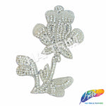 Silver Crystal Beaded Flower Rhinestone Applique, RA-075
