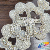Silver Crystal Beaded Rhinestone Motif Applique, RA-076