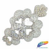 Silver Crystal Beaded Rhinestone Motif Applique, RA-076