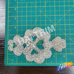 Silver Crystal Beaded Rhinestone Motif Applique, RA-076