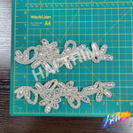 Vintage Silver Clear Beaded Rhinestone Motif Applique (sold by pair), RA-078