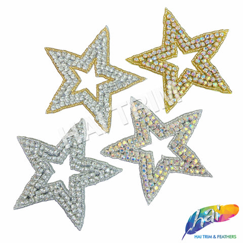 Star Beaded Rhinestone Applique, RA-080