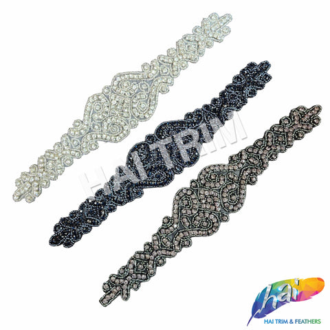 Beaded Rhinestone Motif Applique, RA-087