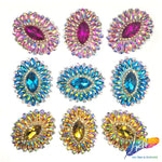 Oval Rhinestone Medallion Gel-Back Iron On Applique, IRA-134