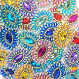 Oval Rhinestone Medallion Gel-Back Iron On Applique, IRA-134