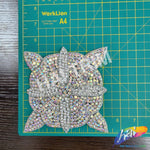Silver AB Diamond Beaded Rhinestone Motif Applique, RA-216