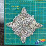 Silver AB Diamond Beaded Rhinestone Motif Applique, RA-216