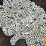 Silver Crystal Tree Branch Beaded Rhinestone Motif Applique, RA-218