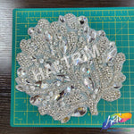 Silver Crystal Tree Branch Beaded Rhinestone Motif Applique, RA-218