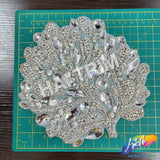 Silver Crystal Tree Branch Beaded Rhinestone Motif Applique, RA-218