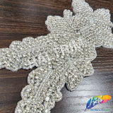Silver Crystal Beaded Rhinestone Motif Applique, RA-220